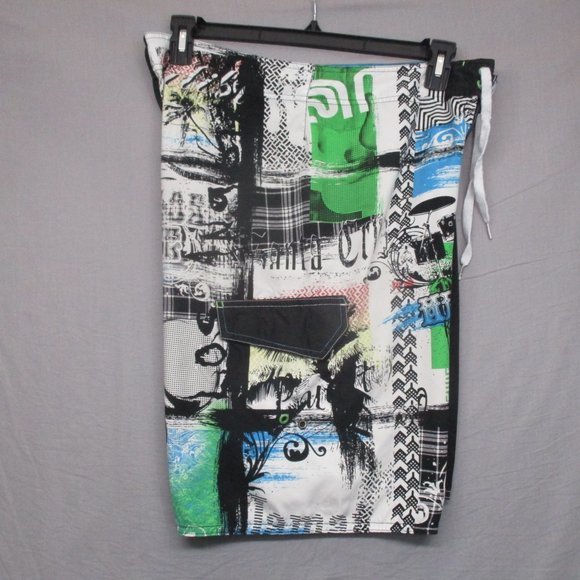 Micros Swim Trunks Two Face Multi color pattern Design Black Men Size | 33 - Picture 6 of 7